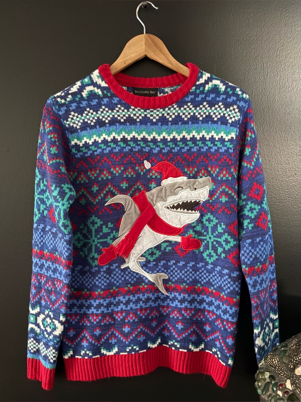 Blizzard Bay Santa Shark Ugly Christmas Sweater Size Small Holiday Fair Isle
